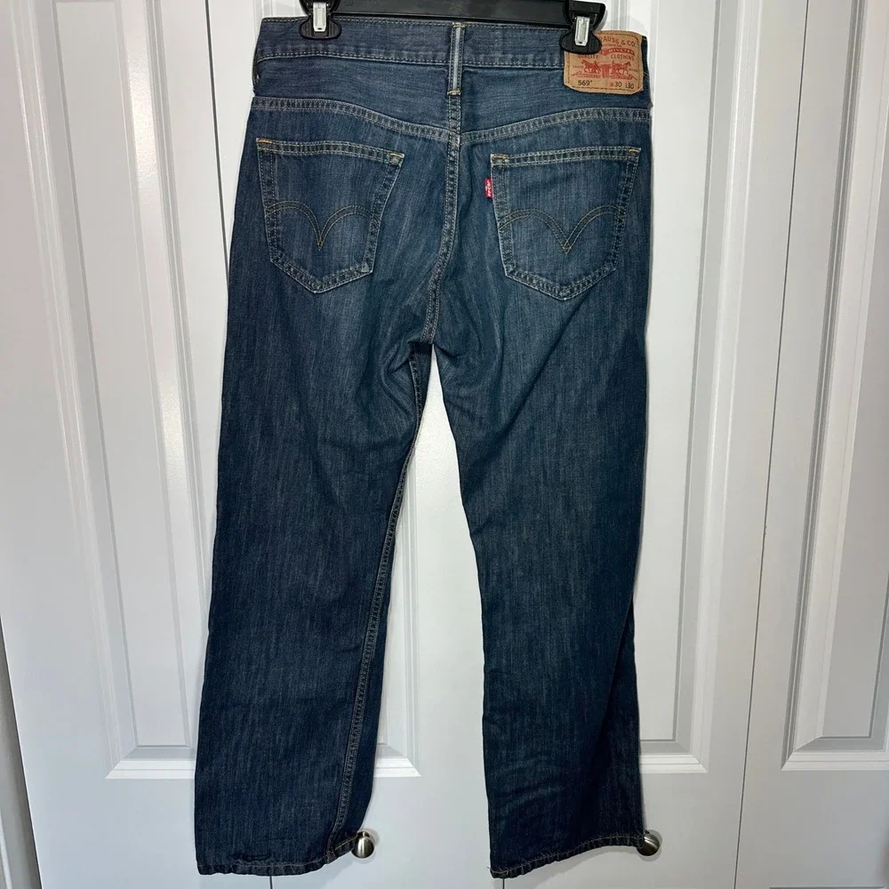 Levi's 569 Loose Straight Jeans Mens 30x30 Blue Dark Wash Denim Y2K Skater Baggy